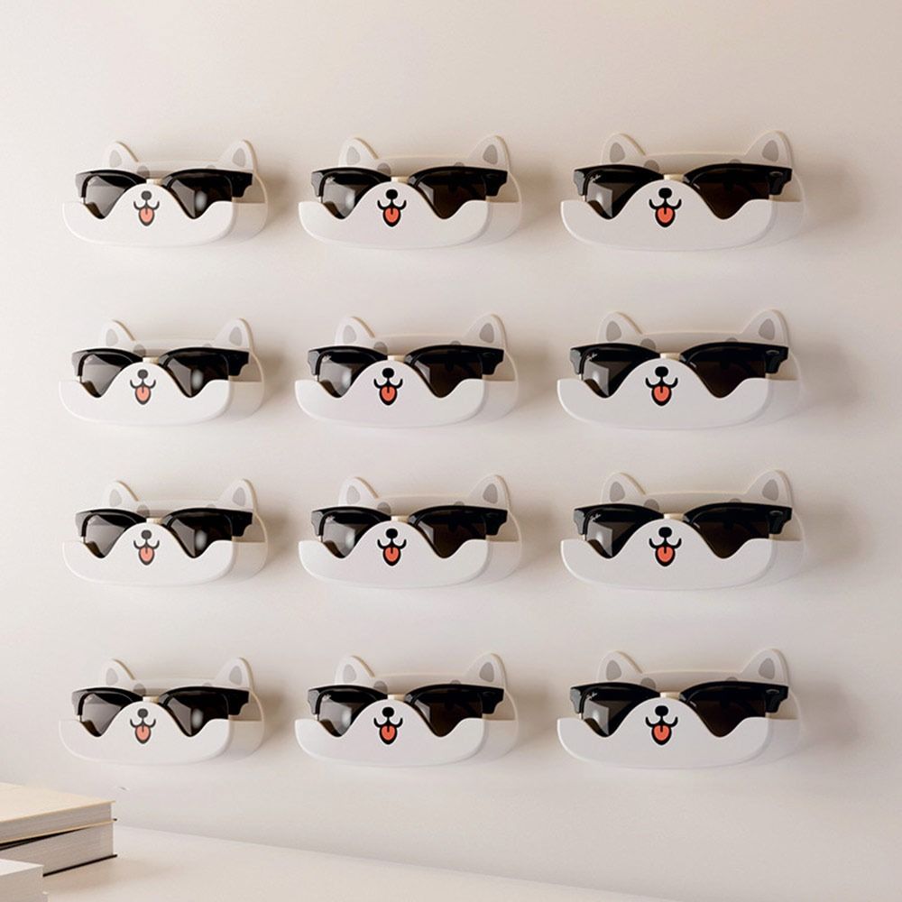 Cartoon Cat Sunglasses Display Holder Punch-free Wardrobe Decoration Glasses Storage Rack Wall Mounted Home Tidying