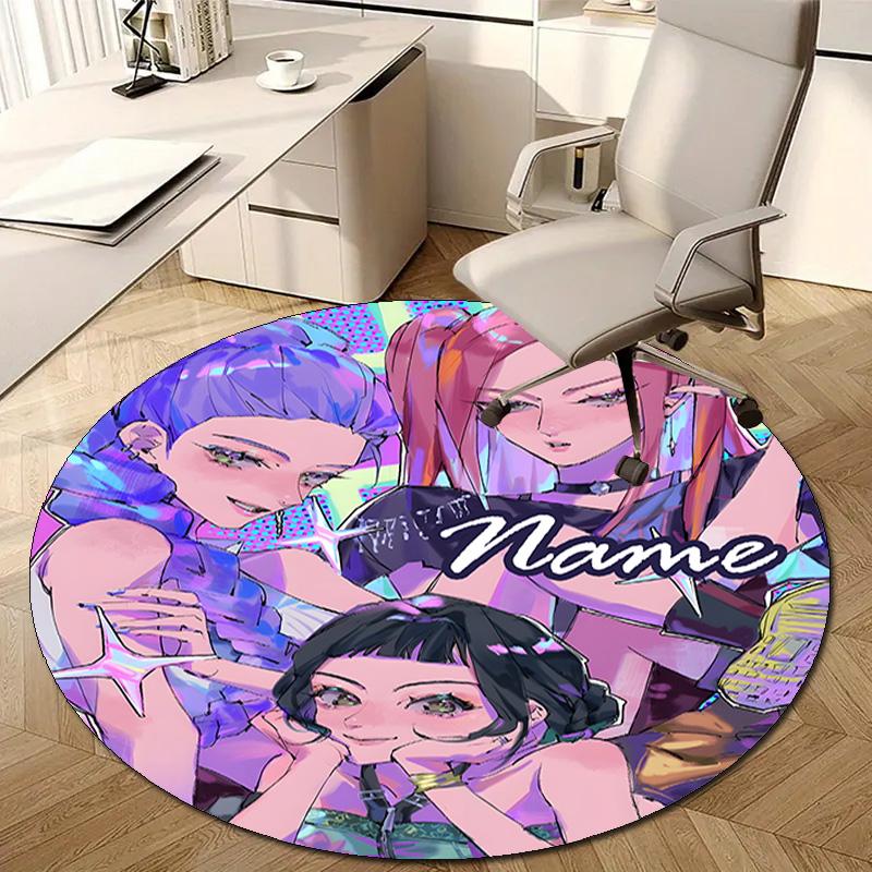 Personalized K-KPop Demon Hunters Round Chair Office Rug - Perfect for Mat, Office Chair & More - Ideal Gift for Birthdays and Holidays