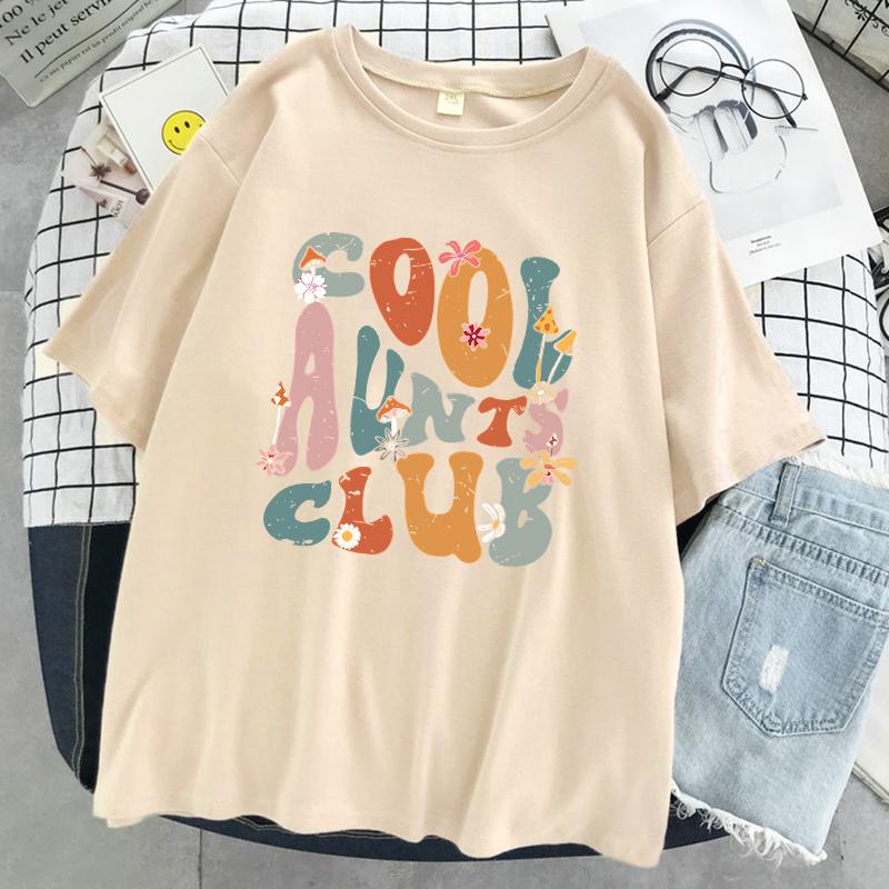 Cool Aunts Club Letter Graphic Printed Womens Tshirt Cool Soft Short Sleeve Summer Breathable Tee Clothes Street Hip Hop Tshirts