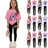 Conjunto de Duas Peças de Camisa Casual de Manga Curta Estampada e Calça para Crianças