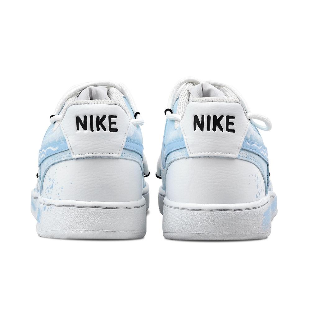 Nike Court Vision 1 Summer Wave Heart Box Slip Resistant Abrasion Resistant Low top Skateboard Shoes Men's Light Blue DH2987-101(Team459--)