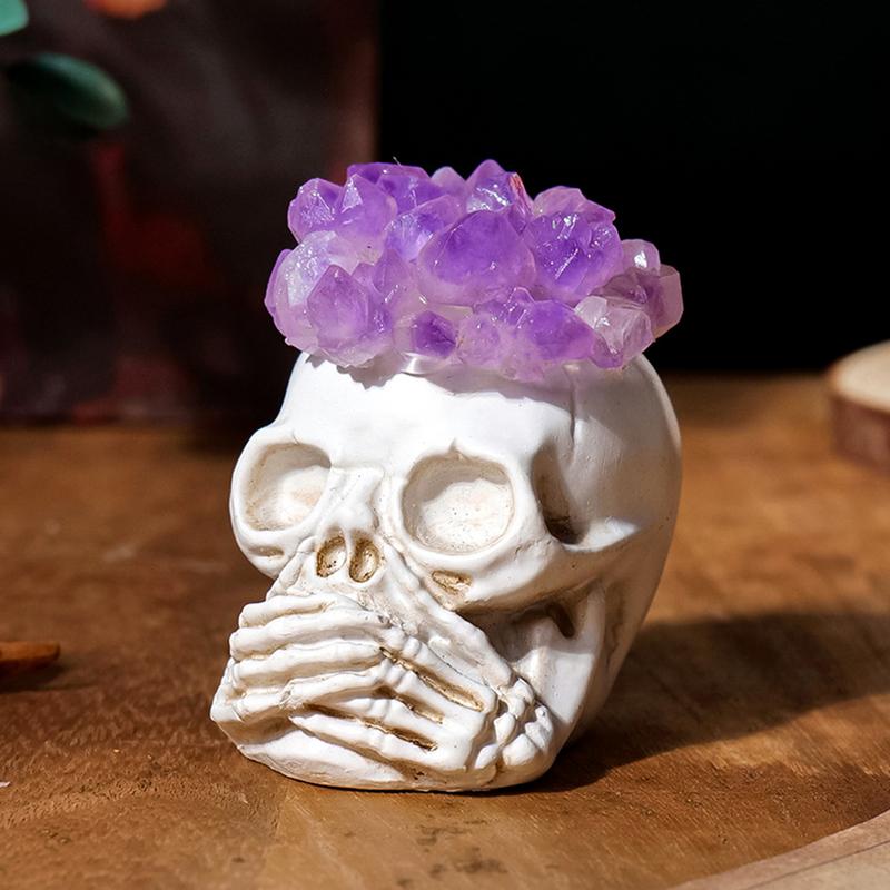 Amethyst Skull Ornament Skull Sculpture Statue Skull Statue Halloween Decor For Gardens