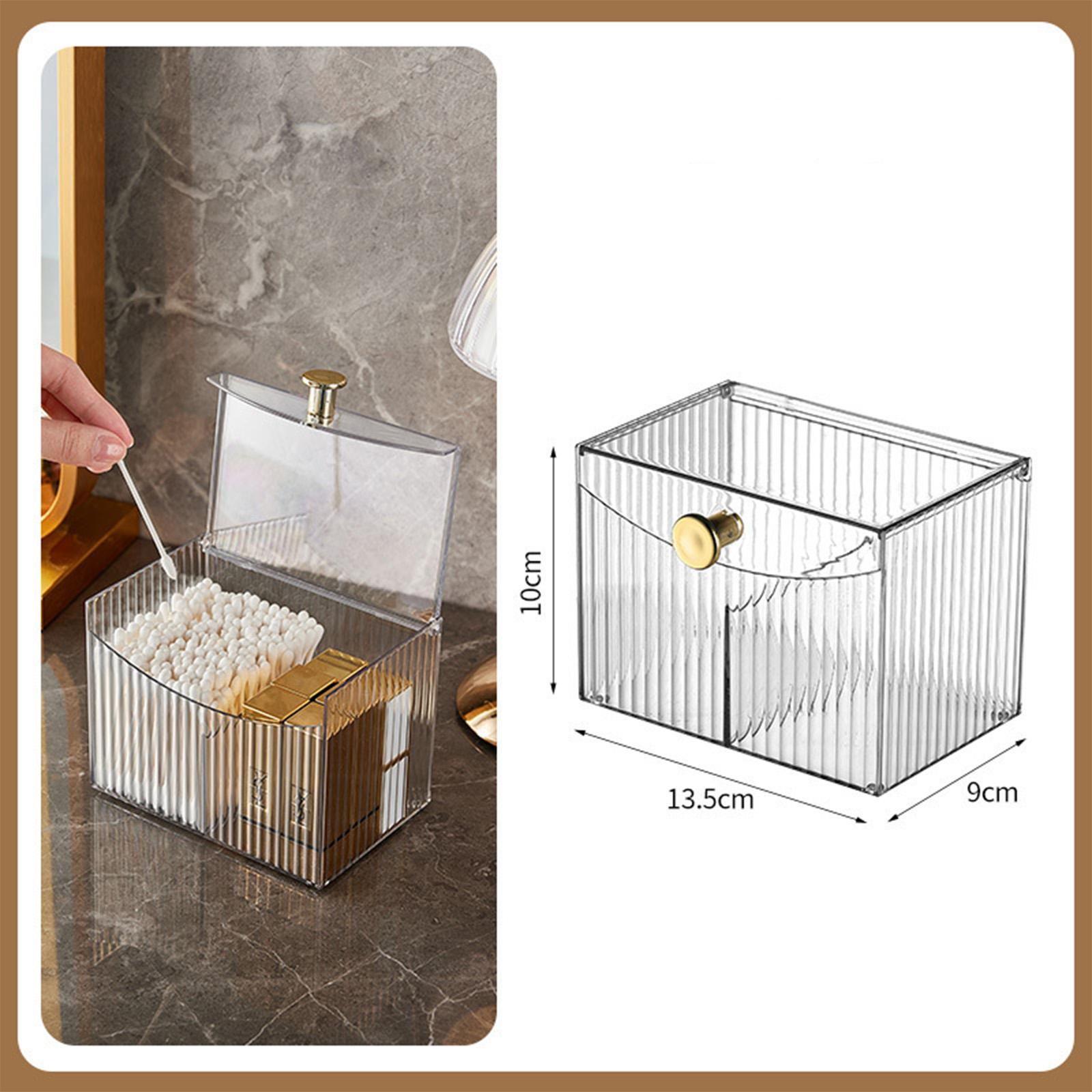 

Двухсекционный диспенсер для ватных палочек с крышкой, прозрачный органайзер для ванной комнаты для хранения ватных палочек, дисков и косметики, 2 цвета белый