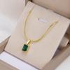 316L Rustfritt Stål Oval Grønn Stein Halskjede For Kvinner Ny Trend Slangekjede Jenter Chokers Smykker Fest Bryllup Gaver