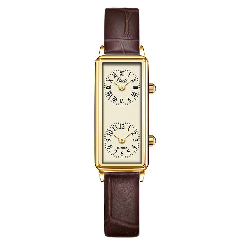 Montre rectangulaire française vintage pour femme à quartz pour un style bureau
