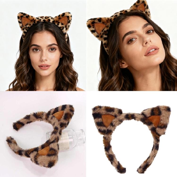 Modisches Leopardenmuster Plüsch-Haarband Sicheres Sitzdesign Haarreif für empfindliche Haut Frauen Kinder Winterkleidung