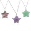2.5Cm Natural Crystal Agate Star Pendant Necklace Amethyst Pentagram N613