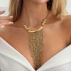 European & American Multi-layer Tassel Necklace: Woven Net Clavicle Chain with Personality Design