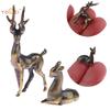 Antique Copper Alloy Sika Deer Tabletop Small Ornaments Vintage Animal Figurines Desk Decorations Accessories Home Decor Crafts