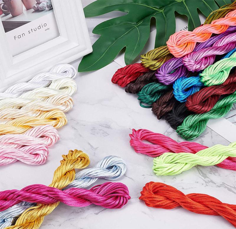 Waterproof Beading Crafting Rattail Satin Cord Chinese Knot Thread Silk String for Bags Garments Shoes