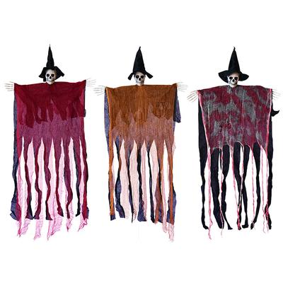 3Pcs Halloween Horror Decor Hanging Grim Reaper Skull Ghost In Horror Robe