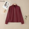 ZANZEA Women Casual Stand Collar Long Sleeve Thin Zipper Jackets