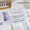 Korean Exam Pencil Case: Stylish Japanese Transparent Metal-Free Portable Storage Bag