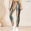 Women Plus Size High Waist Printed Side Eyelet Lace Up Full Length Leggings