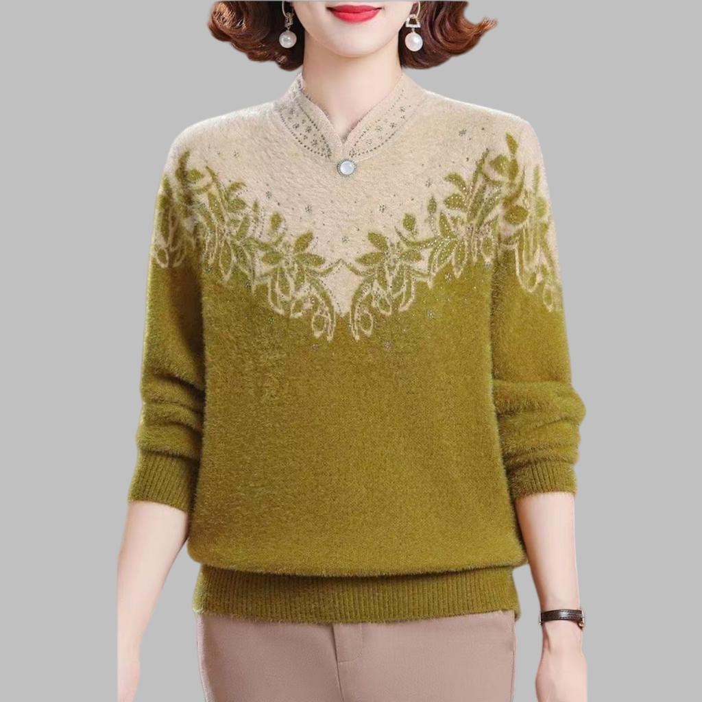 Women's Mink Fleece Sweater Autumn Winter Loose Plus Size Sweater Embroidered Pullover Fleece Thickened Flocked Knit Tops