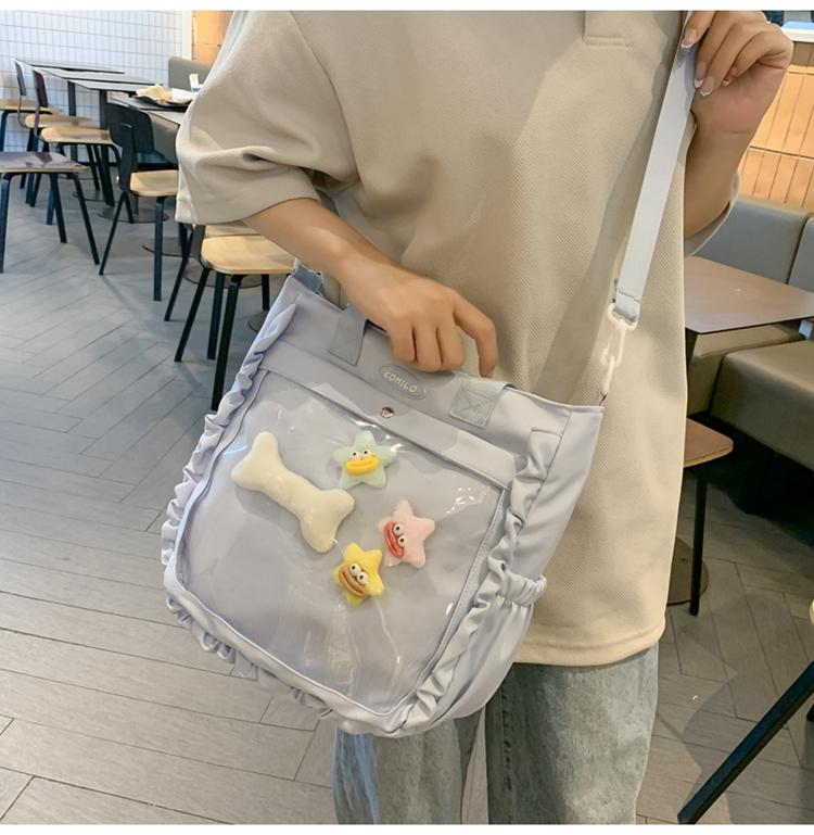 Průhledná taška přes rameno Studentská taška Crossbody Roztomilá dámská kabelka s velkou kapacitou