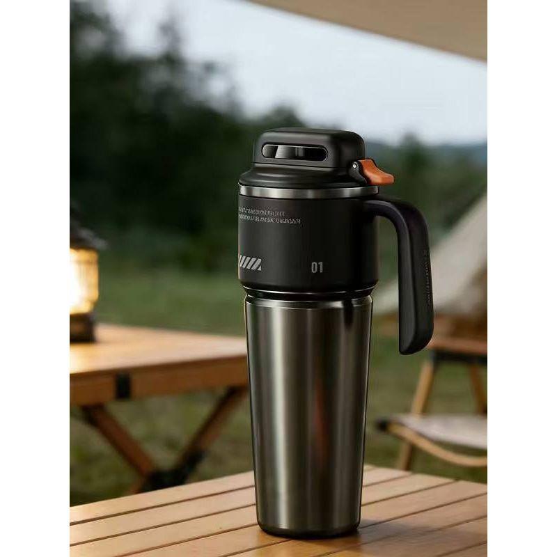 2026 Model Stainless Steel Large-Capacity Thermos Cup for Men, Outdoor Ice Cup, Portable Travel Cup, Car Cup, Straw Water Cup