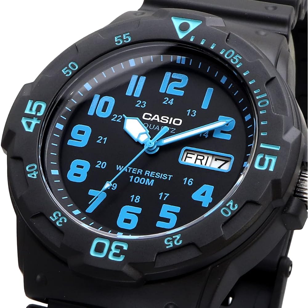 Casio Standard Quartz Watch MRW-200H-2BV Men's Black Blue 200m Water Resistant