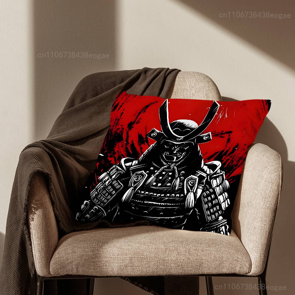 Japanese Bushido Samurai  Pillow Case Living Room Sofa Cushion Cover Suitable For Home Bedroom Decoration And Protector