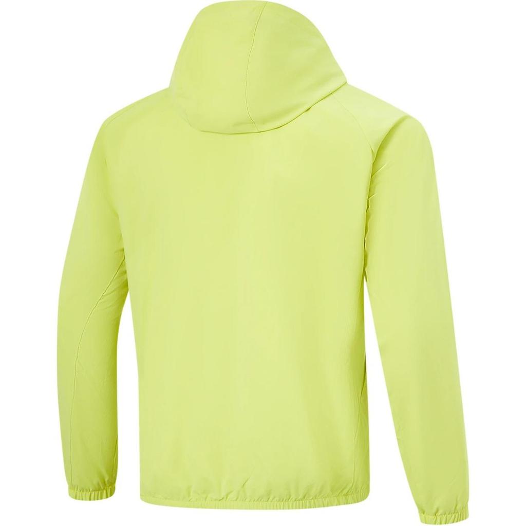 Li-Ning Comfortable Casual Water-Resistant Three-Dimensional Cut Fleece Lined Hooded Zipper Windbreaker Men Outerwear Yellow Green AFDU089-9