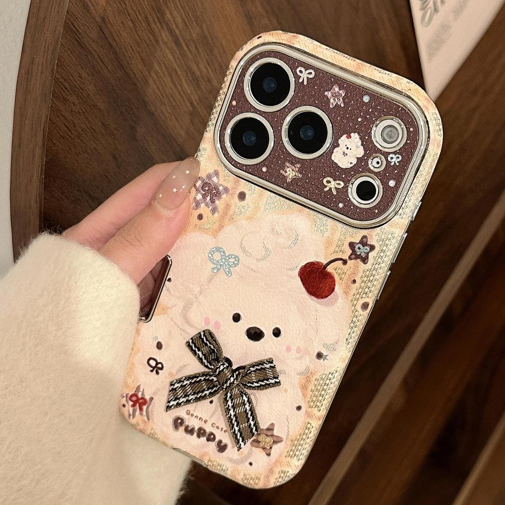 Uroczy Kreskówkowy Szczeniak z Muszką Etui na Telefon dla iPhone 15, iPhone 16, iPhone 17 Pro Max