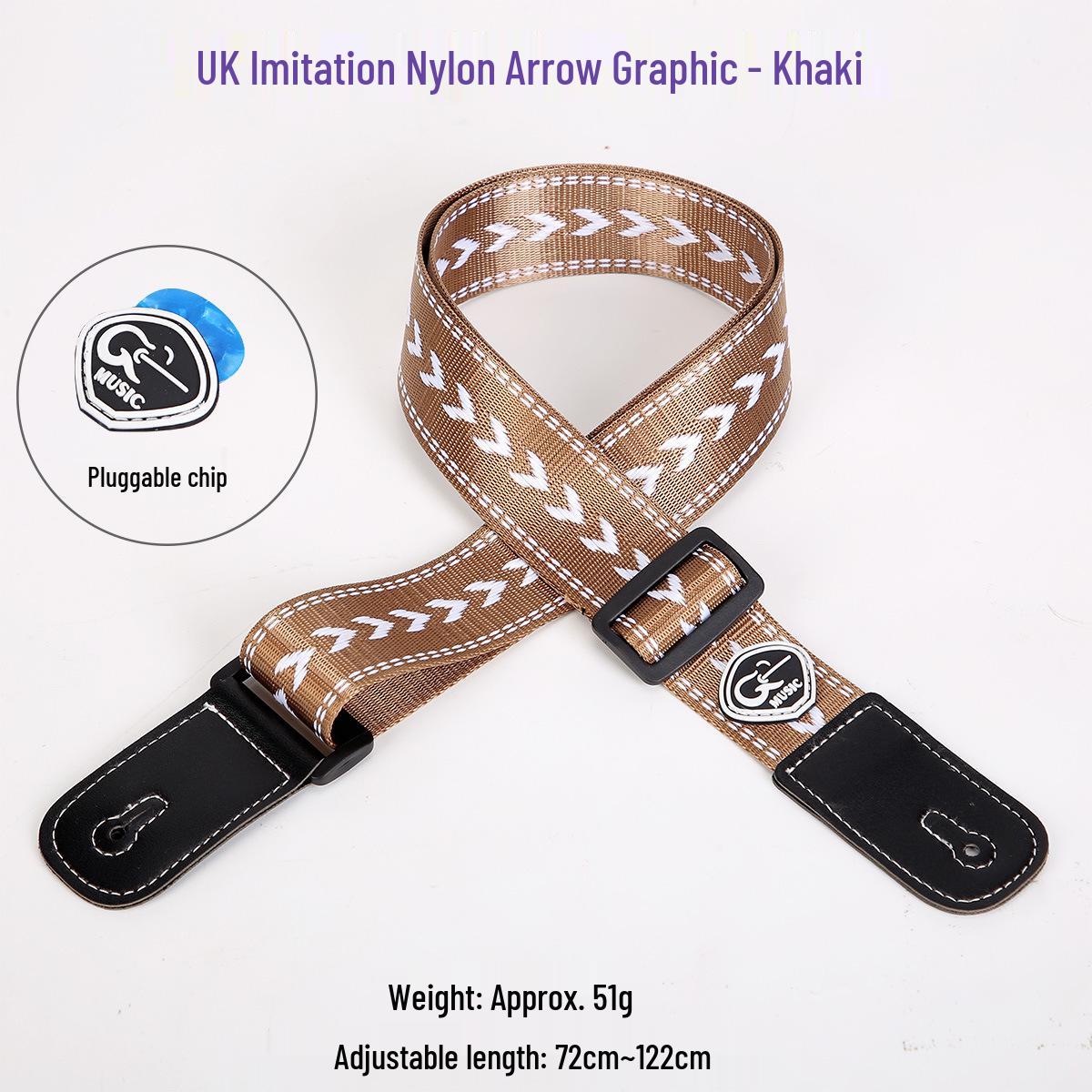 Ukulele and Guitar Strap - Striped Polyester Cotton with Thickened PU Leather