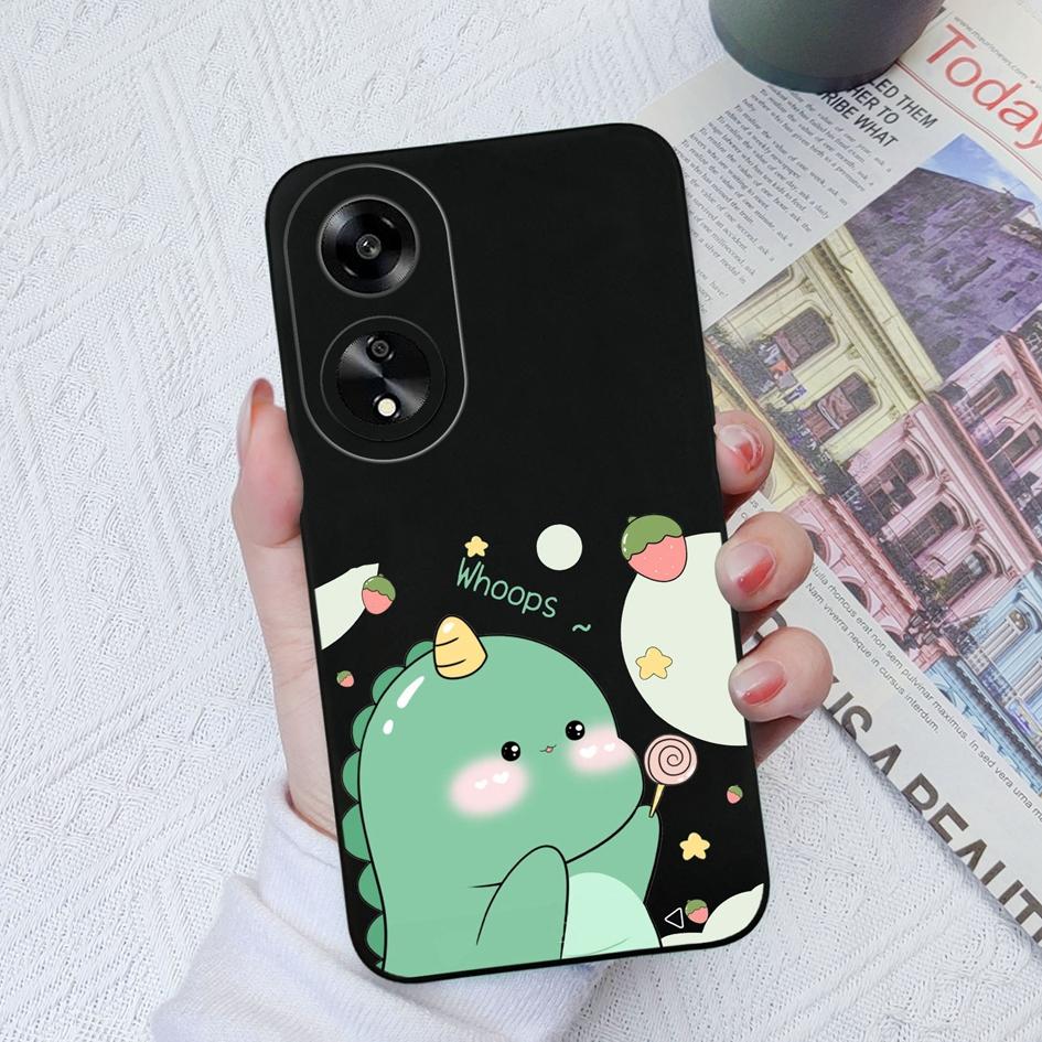 Schutzhüllen für Oppo A15 A1K A7 A35 A55 A1 A52 A11, süßes Dinosaurier-Muster, weiches, glattes Flüssigsilikon, hochwertige Anti-Fingerabdruck-Hülle für Oppo Capa