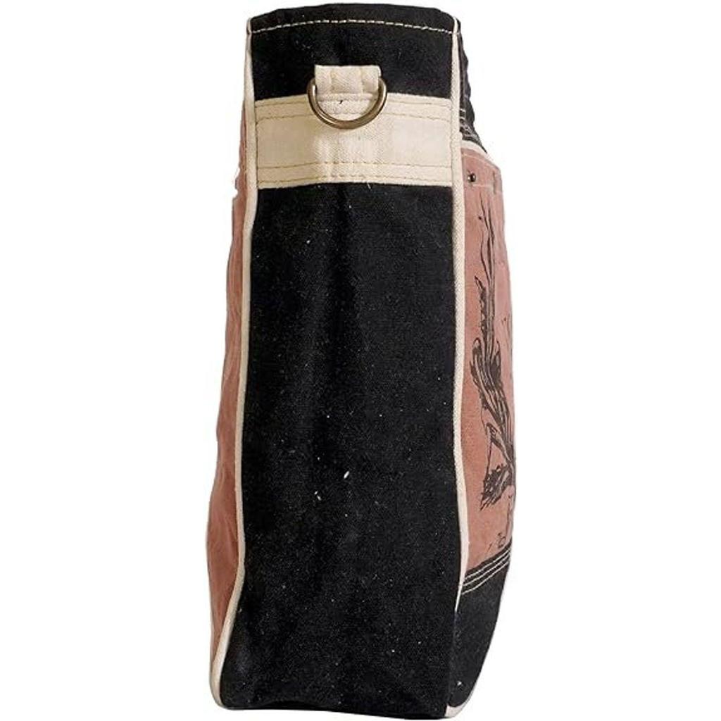 Female Debonair Shoulder Bag Upcycled Canvas and Leather Crossbody bag