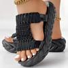 Damen Hausschuhe, Gewebt, Offene Zehen, Dicke Sohle, Sandalen, Strandschuhe, Flache Schuhe, Gestrickte Sandalen