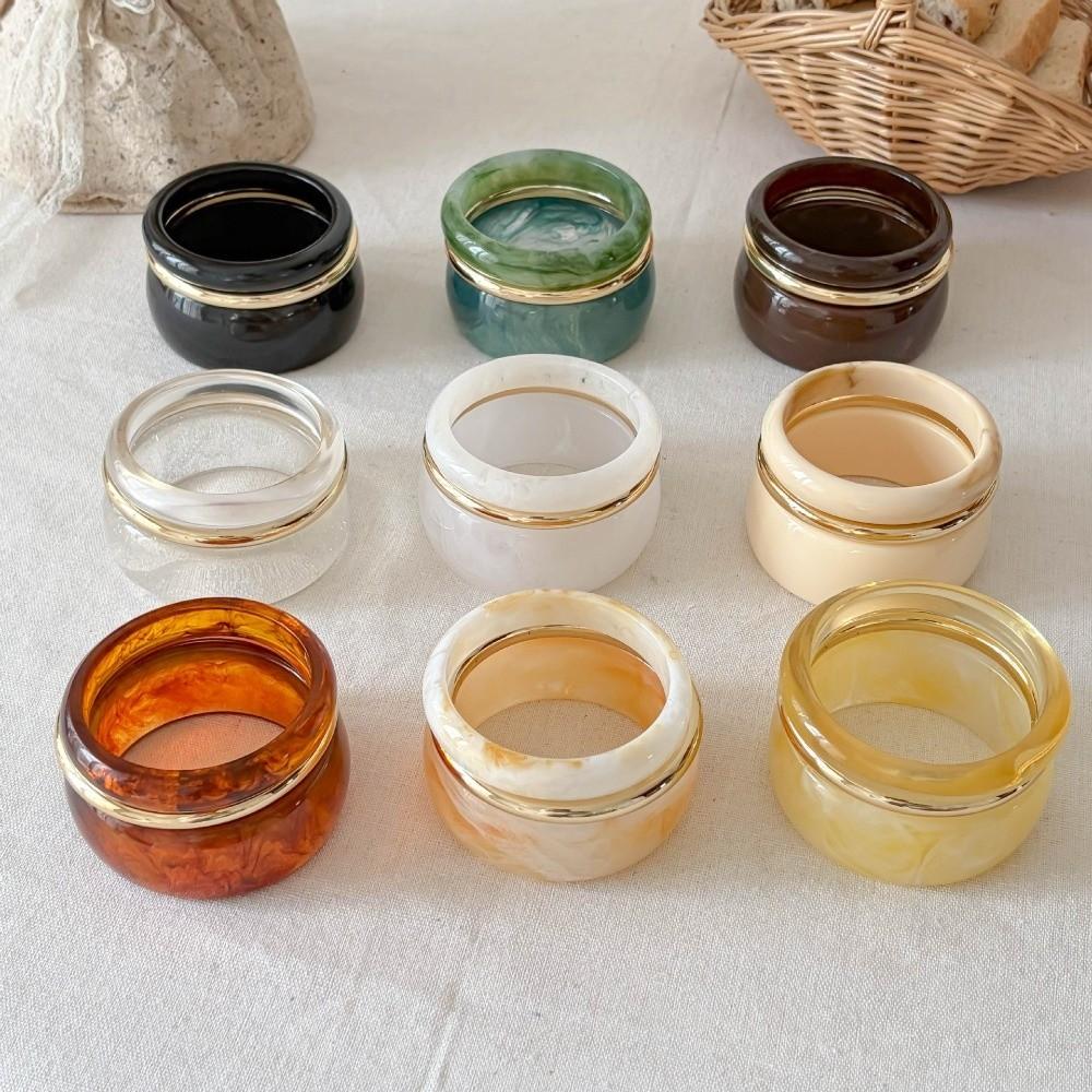 3Pcs Multi-color Resin Alloy Bangles Set Wide Design Cuff Bracelet Set Geometric Bangles  Women