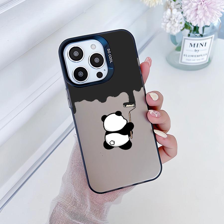 Soft Shell Phone Case for iPhone 14 15 16 Plus 11 12 13 Pro Max 16e Cute Cartoon Panda