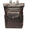 Men's Wear-Resistant Crazy Horse Leather Backpack for Travel and Hiking