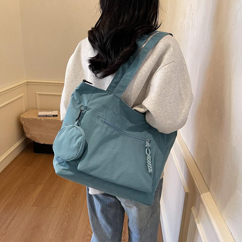 2025 New Casual Simple Large-capacity Tote Bag High-texture Cloth Bag Solid Color Shoulder Underarm Bag