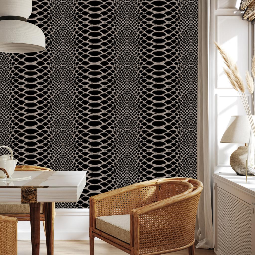 Animal Skin Wallpaper Brown and Black 50x1000