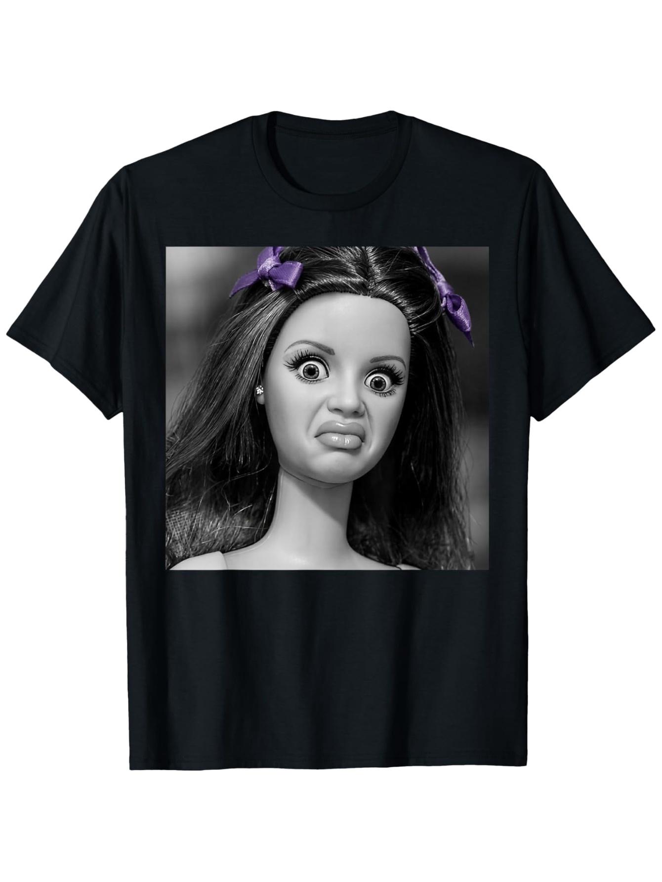 

Funny Doll Face Meme Expression Hilarious Sarcastic Gift Tee T-Shirt | Casual Loose Fit, Crew Neck, Slight Stretch Fabric, Perfect for Adults 5XL різнокольоровий