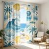 2PCS Ocean Wave Shell Curtains, Coastal Beach Print, Nautical Window Drapes for Living Room Bedroom Bathroom Decor