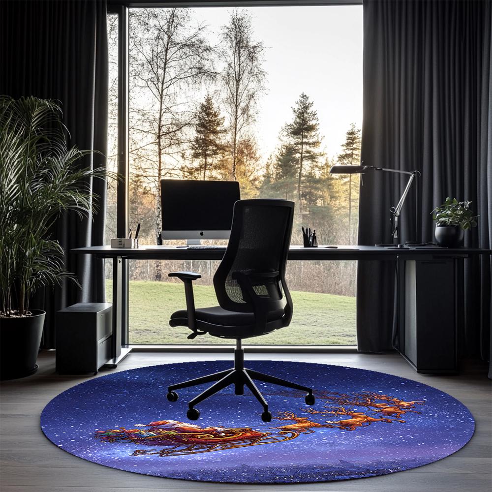 Christmas Santa Claus Printed Round Rug Carpet Chair Rug Area Rug Entryway Doormats,for Office Chair Living Room Bedroom Kitchen Room.