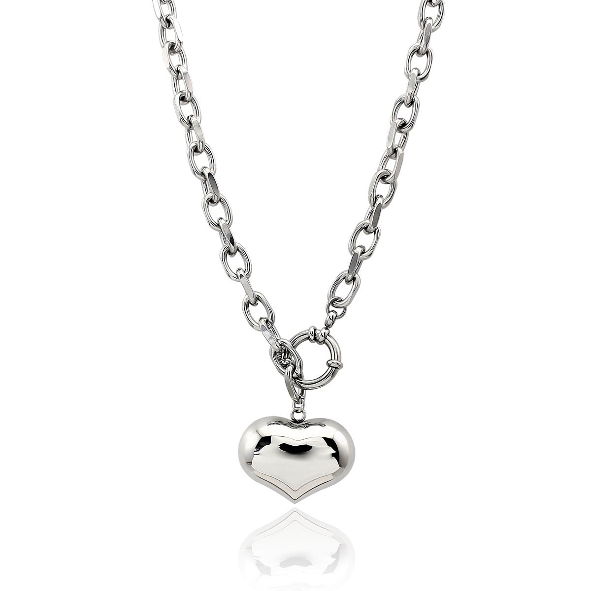 Fashion Stainless Steel Heart Pendant Necklace Stainless Steel Romantic Lover Men Couple Personality Necklace Jewelry