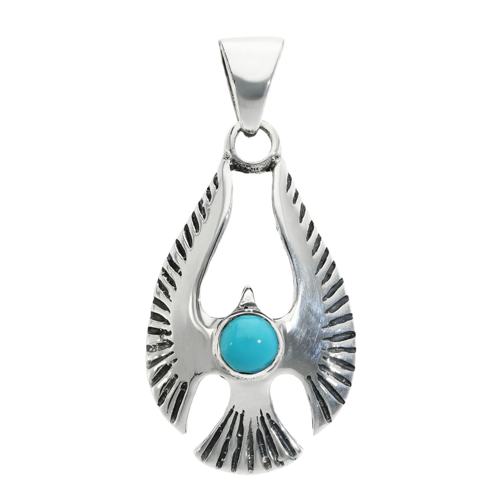 

[Shinjuku Gin no Kura] Turquoise Eagle Large Pendant Top (No Chain) Men s Charm Silver 925 Turquoise Eagle Hawk
