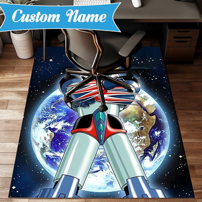 Custom Name Robot Dreams Space Rug Game Carpet, Floor Mat for Bedroom Living Room Entryway Rug, Home Decor Idea Gift for Christmas birthday
