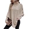 Women's High Neck Cape Sleeve Knit Sweater