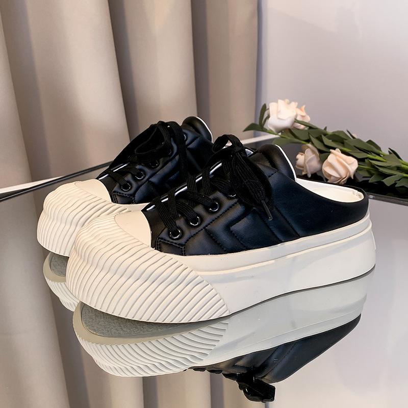 

Невидимая увеличивающая рост стелька закрытый носок полутапочки женская верхняя одежда новые тапочки-буфы увеличенная удобная обувь 40 чёрный