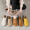Women's Suede Flat Mules, Casual Buckle Strap Closed Toe Loafers, Retro Minimalist Slip-on Shoes for Spring Autumn Daily Wear