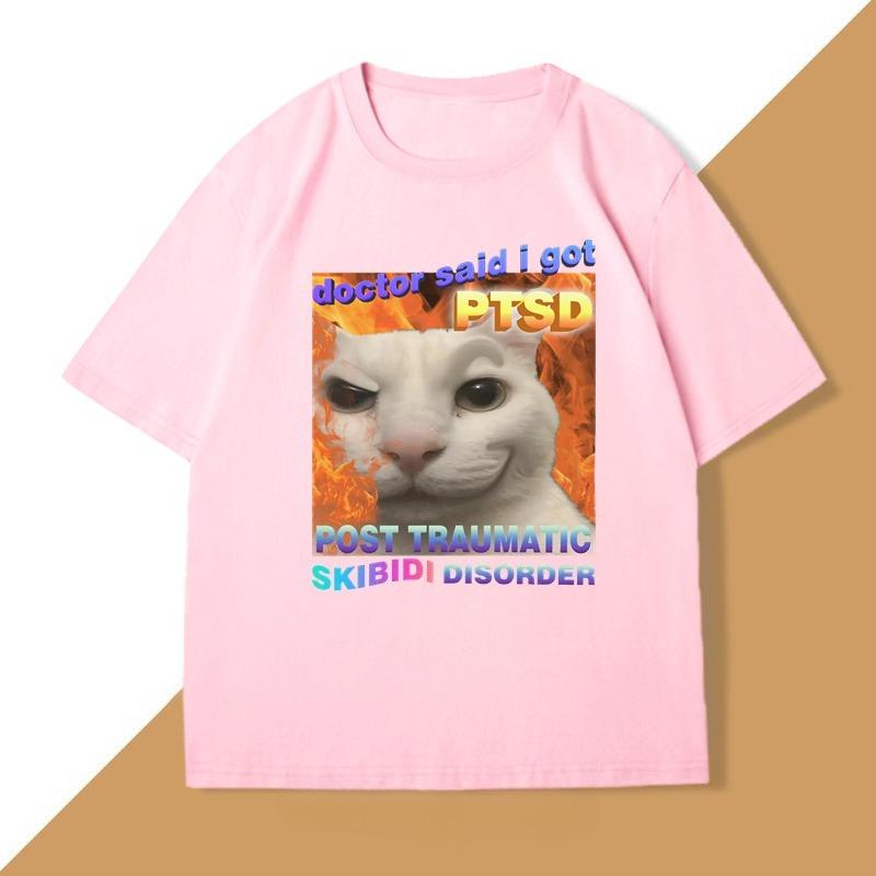 Skibidi Disorder Funny Cat Meme T Shirt Women Unisex Silly Cats Tshirt Ugly Stupid Tshirt Gifts for Cat Lovers Streetwear Clothes