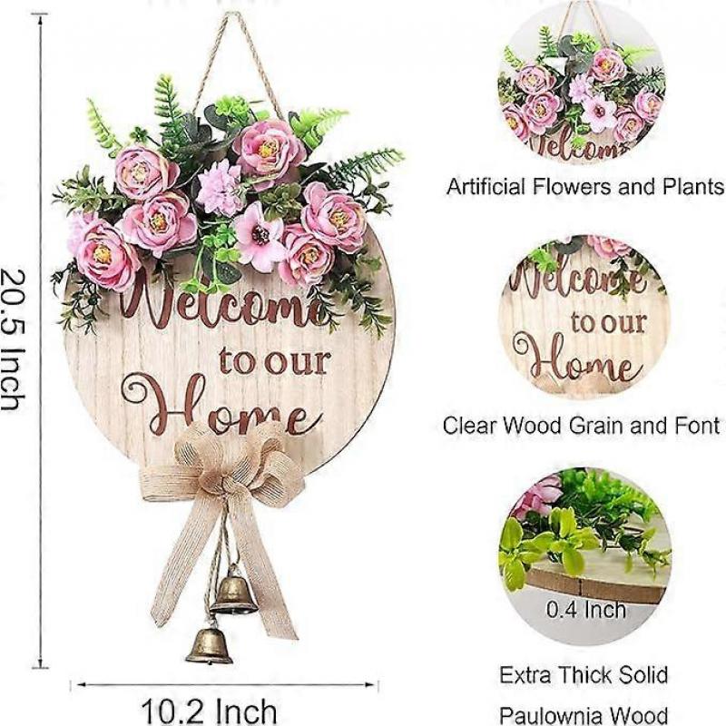Cartel de Bienvenida para Decoración de Puerta Principal para Colgar en Porche de Granja, Pared Exterior, Carteles de Puerta para el Hogar, para Primavera Verano Otoño Todas las Estaciones Todas las Festividades