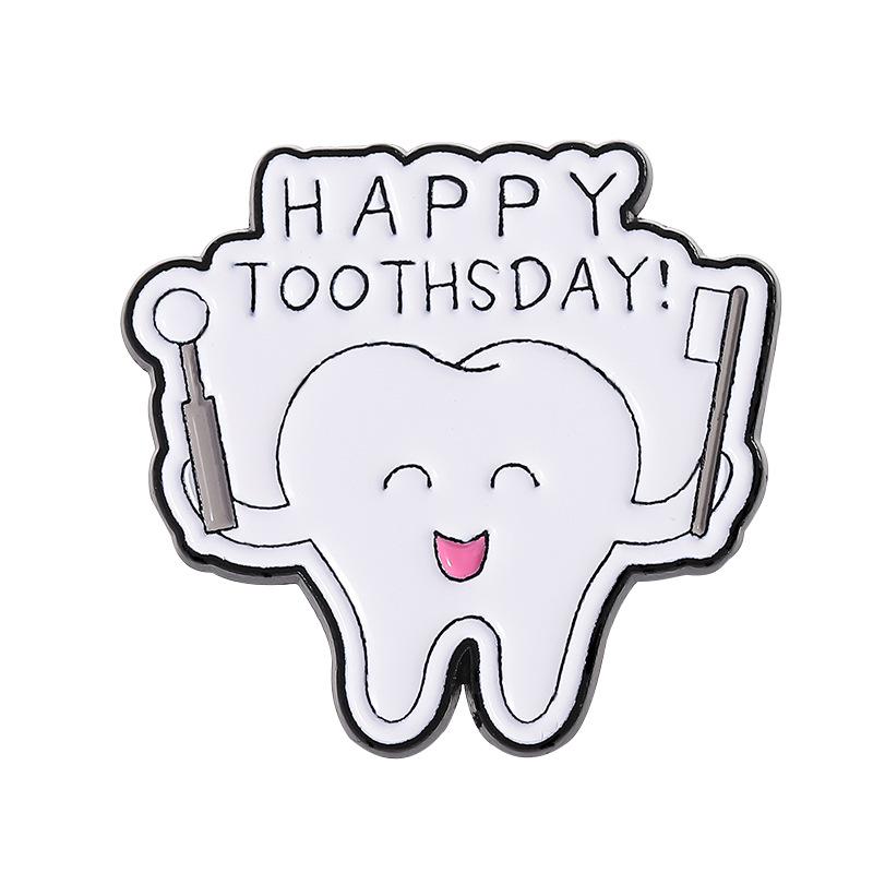 White Teeth Enamel Pin Brooch Badge For Bags Jeans Hoodies Denim Lapel Pin Jewelry Kids Best Party Weddinggift