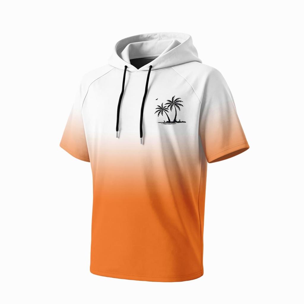 Men's Summer Quick Dry Short Sleeve Hoodie UPF 50 Plus Sun Protection Lightweight Fishing Sports Hooded Shirt