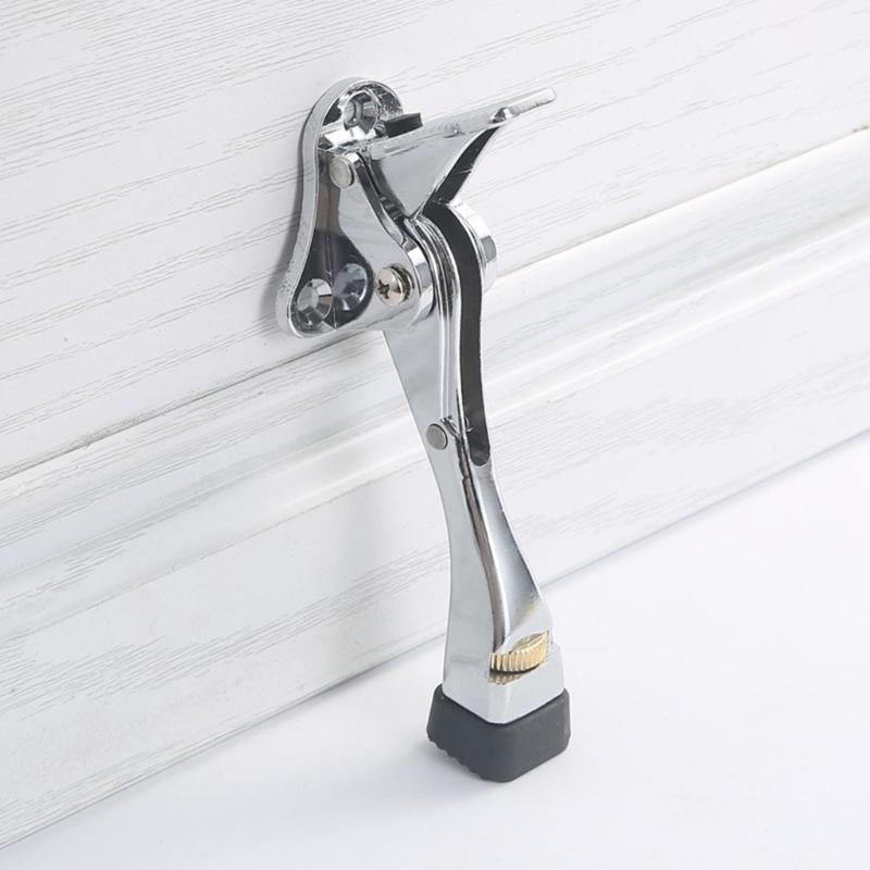 2Pcs Easy Pedals Kick Down Door Stop Adjustable Door Holder Wall Protector Zincs Alloy Doorstop with Rubber Tip