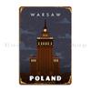 Warsaw Poland Retro Travel Minimalistic Poster Metal Sign Decoration Design Living Room Wall Plaque Wall Pub Tin Sign Poster