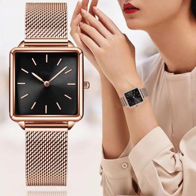 Luxury Women Watches Simple Mesh Belt Band Watch Women's Fashion Square Wristwatch